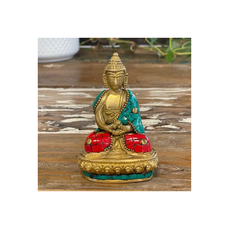 Figurine de Bouddha en laiton - Bénédiction - 7,5 cm