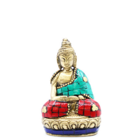 Figurine de Bouddha en laiton - Mains levées - 7,5 cm