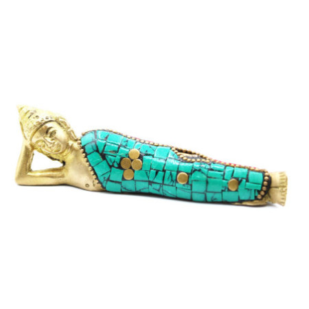 Figurine de Bouddha en laiton - Allongé - 10 cm
