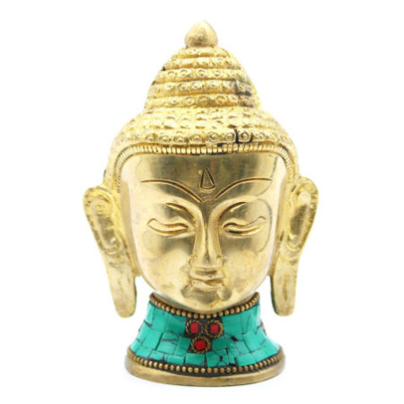Figurine de Bouddha en laiton - Grande tête - 11,5 cm