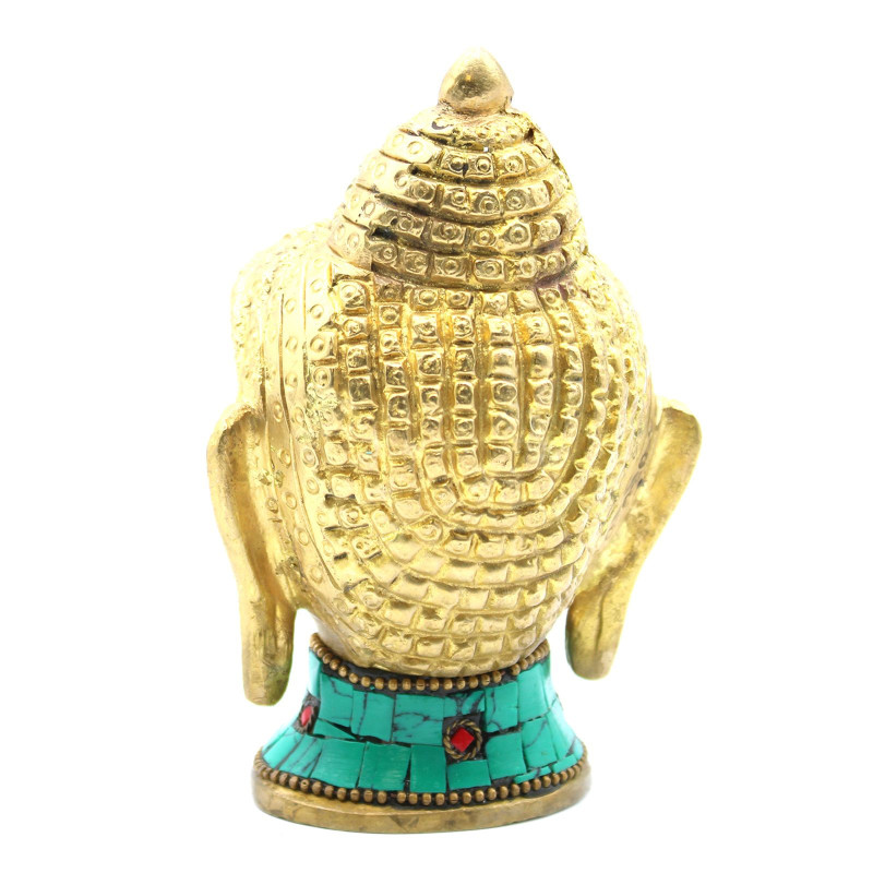 Figurine de Bouddha en laiton - Grande tête - 11,5 cm