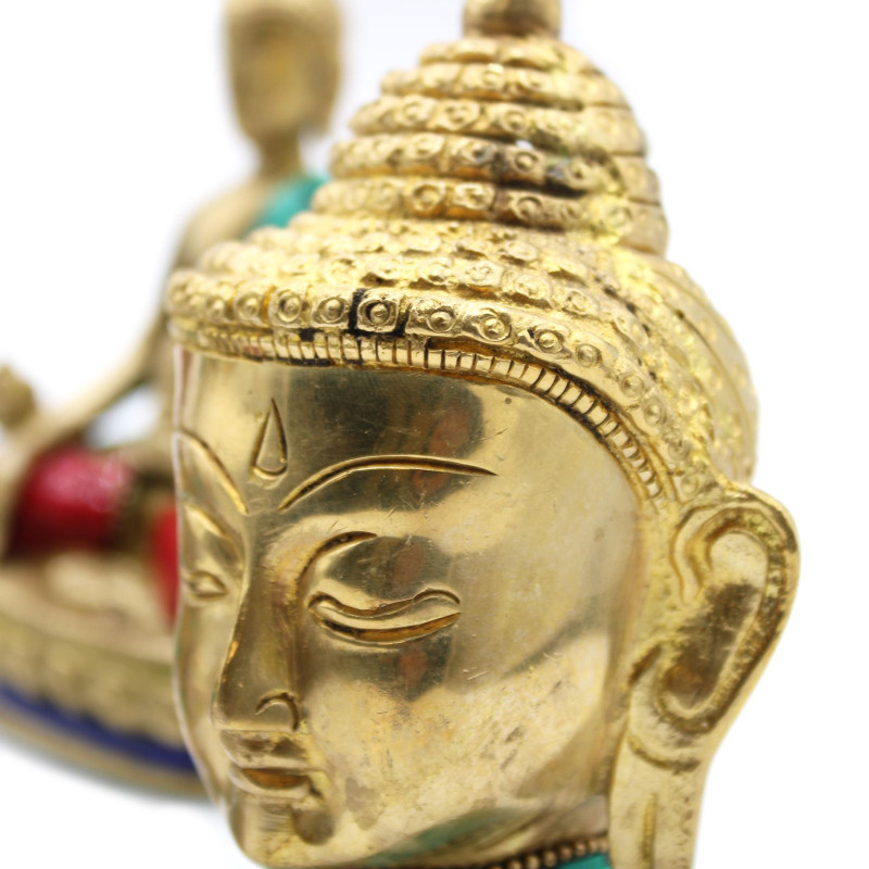 Figurine de Bouddha en laiton - Grande tête - 11,5 cm