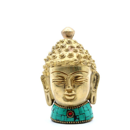 Figurine de Bouddha en laiton - Tête moyenne - 8 cm