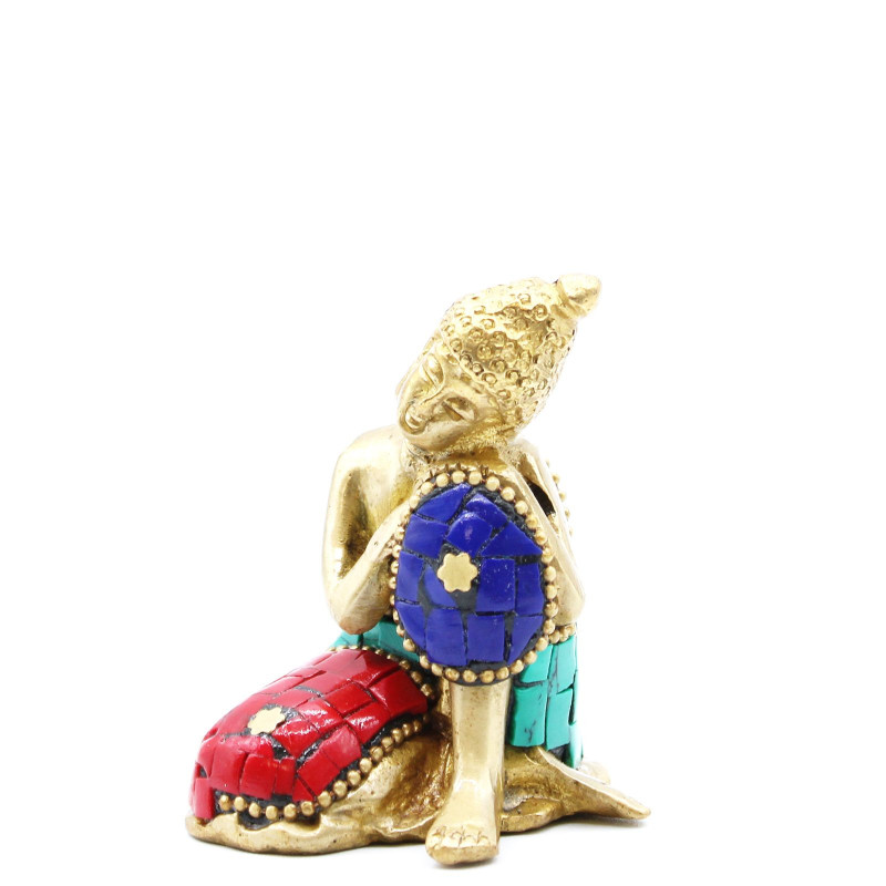 Figurine de Bouddha en laiton - Pensée - 6,5 cm