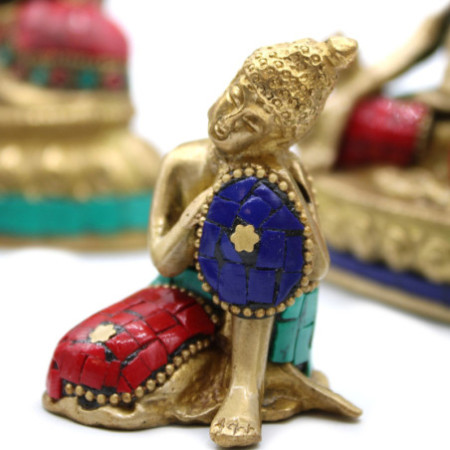 Figurine de Bouddha en laiton - Pensée - 6,5 cm