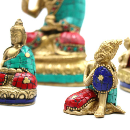 Figurine de Bouddha en laiton - Pensée - 6,5 cm