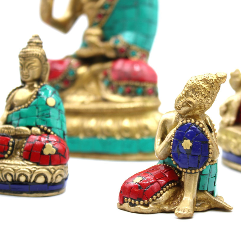Figurine de Bouddha en laiton - Pensée - 6,5 cm