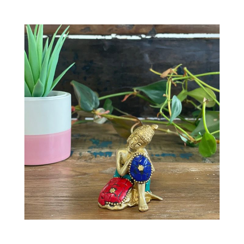 Figurine de Bouddha en laiton - Pensée - 6,5 cm