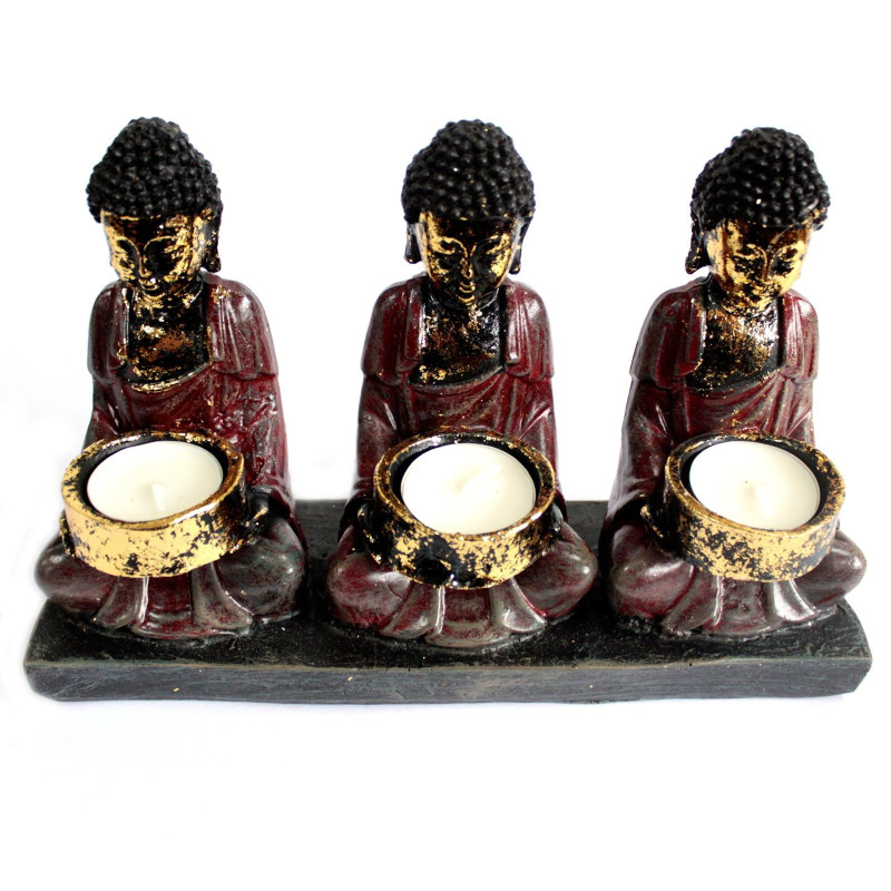 Bougeoir antique Bouddha - Trois dévots