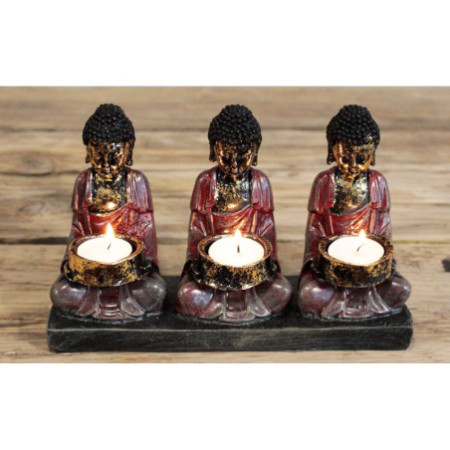 Bougeoir antique Bouddha - Trois dévots