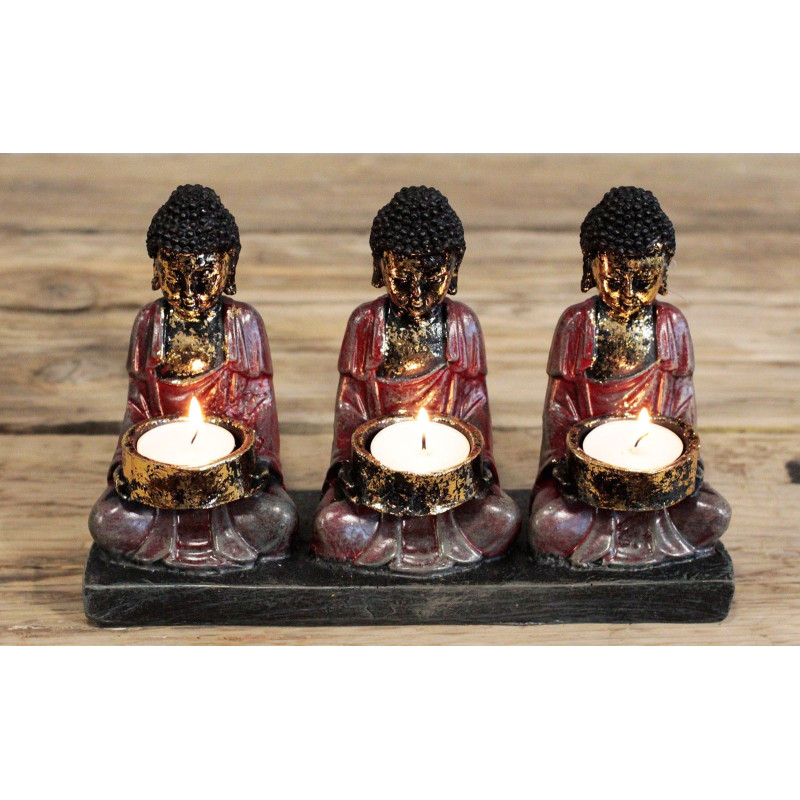 Bougeoir antique Bouddha - Trois dévots