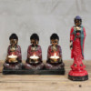 Bougeoir antique Bouddha - Trois dévots