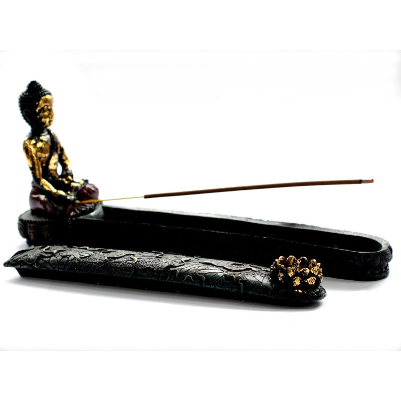 Bouddha antique - Brûleur d'encens et boîte