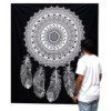 Couvre-lit double en coton noir et blanc + tenture murale - Attrape-rêves