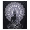 Couvre-lit double en coton noir et blanc + tenture murale - Bouddha