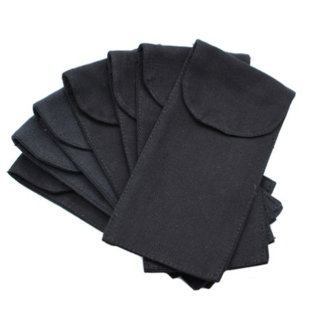 Pochette en coton pour rouleaux de massage en pierres précieuses 283 g - Noir 9 x 19 cm