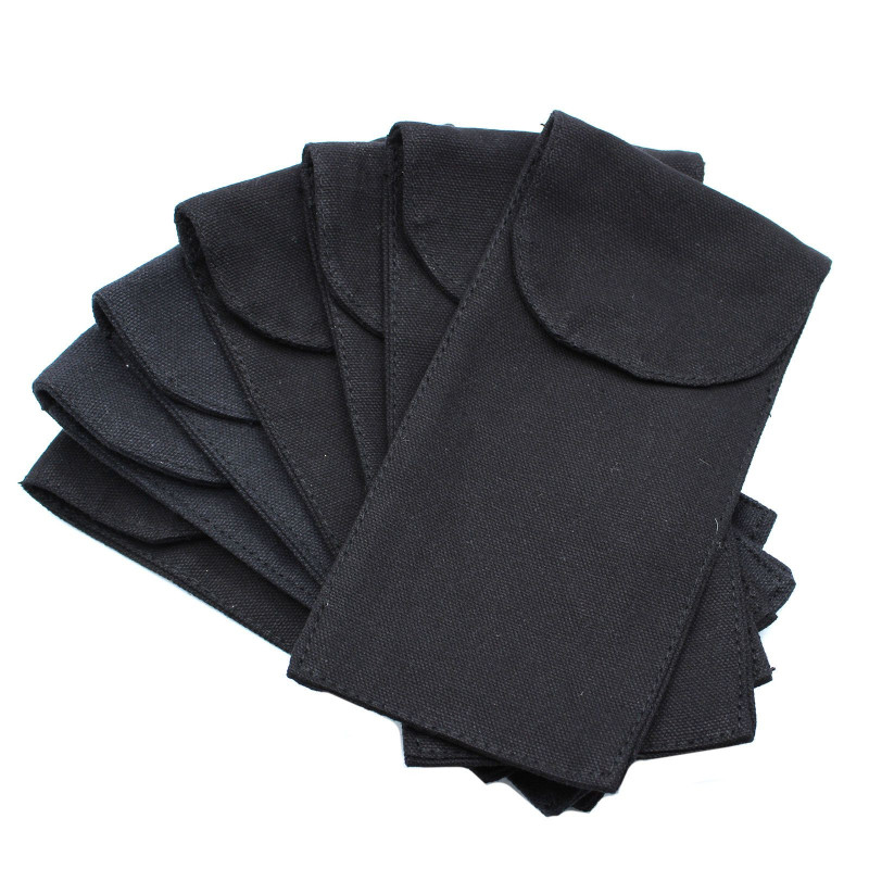 Pochette en coton pour rouleaux de massage en pierres précieuses 283 g - Noir 9 x 19 cm