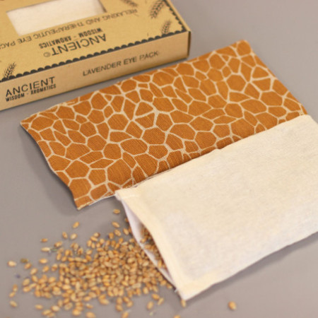 Oreiller pour les yeux en coton naturel lavande et juco dans un coffret cadeau - Girafe de Madagascar