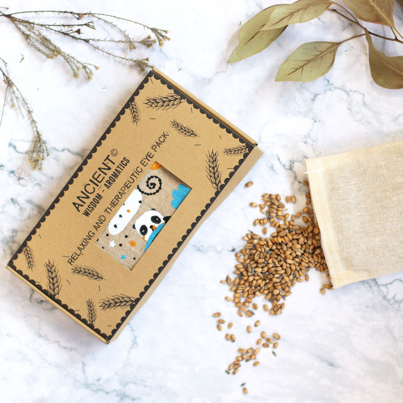 Oreiller pour les yeux en coton naturel lavande et juco dans un coffret cadeau - Sleepy Panda