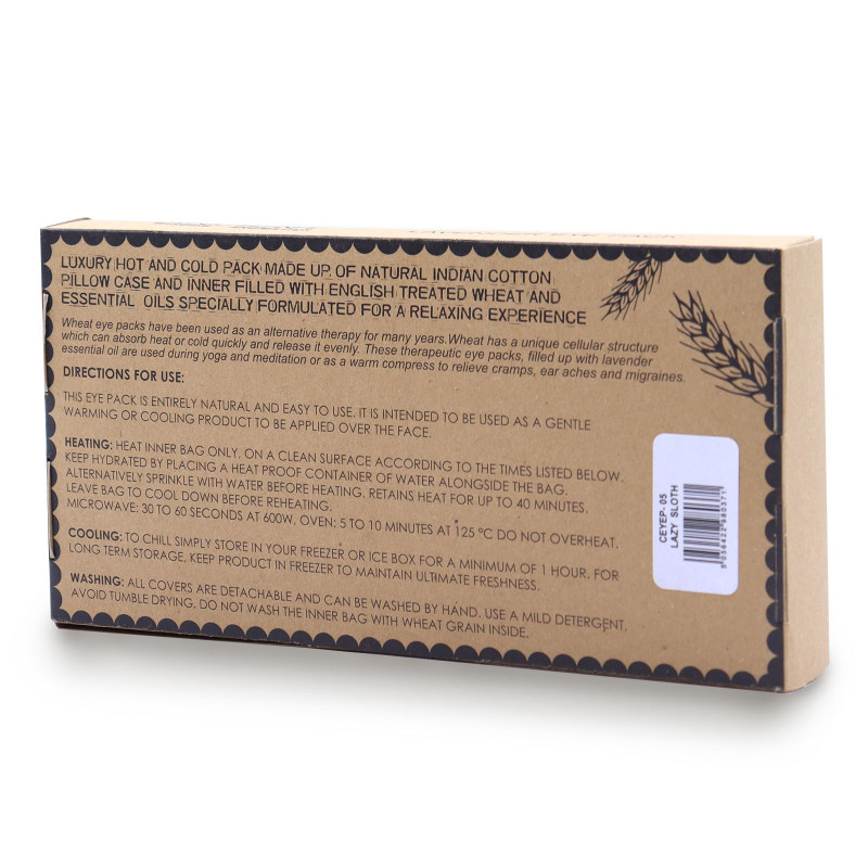 Oreiller pour les yeux en coton naturel lavande et juco dans un coffret cadeau - Lazy Sloth