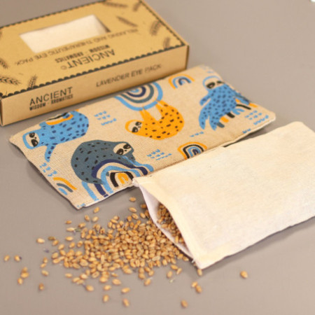 Oreiller pour les yeux en coton naturel lavande et juco dans un coffret cadeau - Lazy Sloth